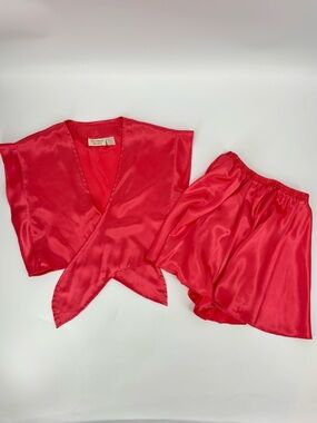 Victoria Secret Vintage Coral Satin Pajama Short Set